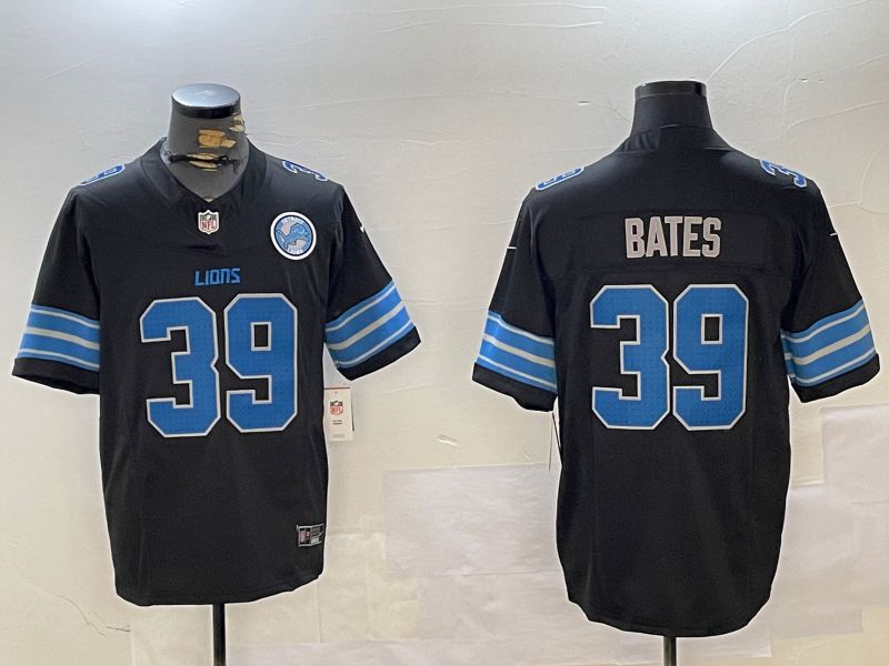 Men Detroit Lions #39 Bates Black three generations 2024 Nike Limited NFL Jersey style 2